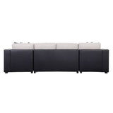 Merill - Sectional Sofa - Beige Fabric & Black PU - Home Elegance USA