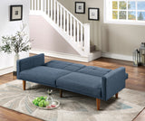 Transitional Look Living Room Sofa Couch Convertible Bed Navy Polyfiber 1pc Tufted Sofa Cushion Wooden Legs Home Elegance USA