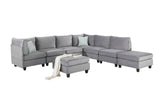 Zelmira Gray Velvet 8Pc Modular Sectional Sofa - Home Elegance USA