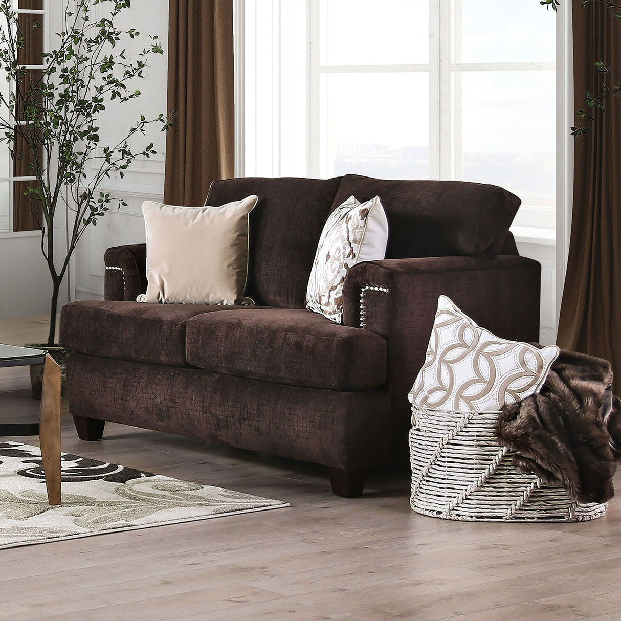 Brynlee - Sofa & Loveseat (*Pillows Sold Separately) - Chocolate - Home Elegance USA