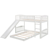 Twin Over Twin Bunk Bed with Slide and Ladder, White(OLD SKU :LP000514AAK) - Home Elegance USA