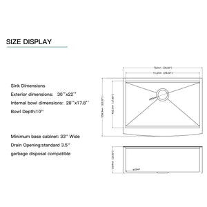 Farmhouse Sink Workstation - 30 Inch Kitchen Sink Gunmetal Black Stainless Steel 16 gauge Apron Front Kitchen Sink