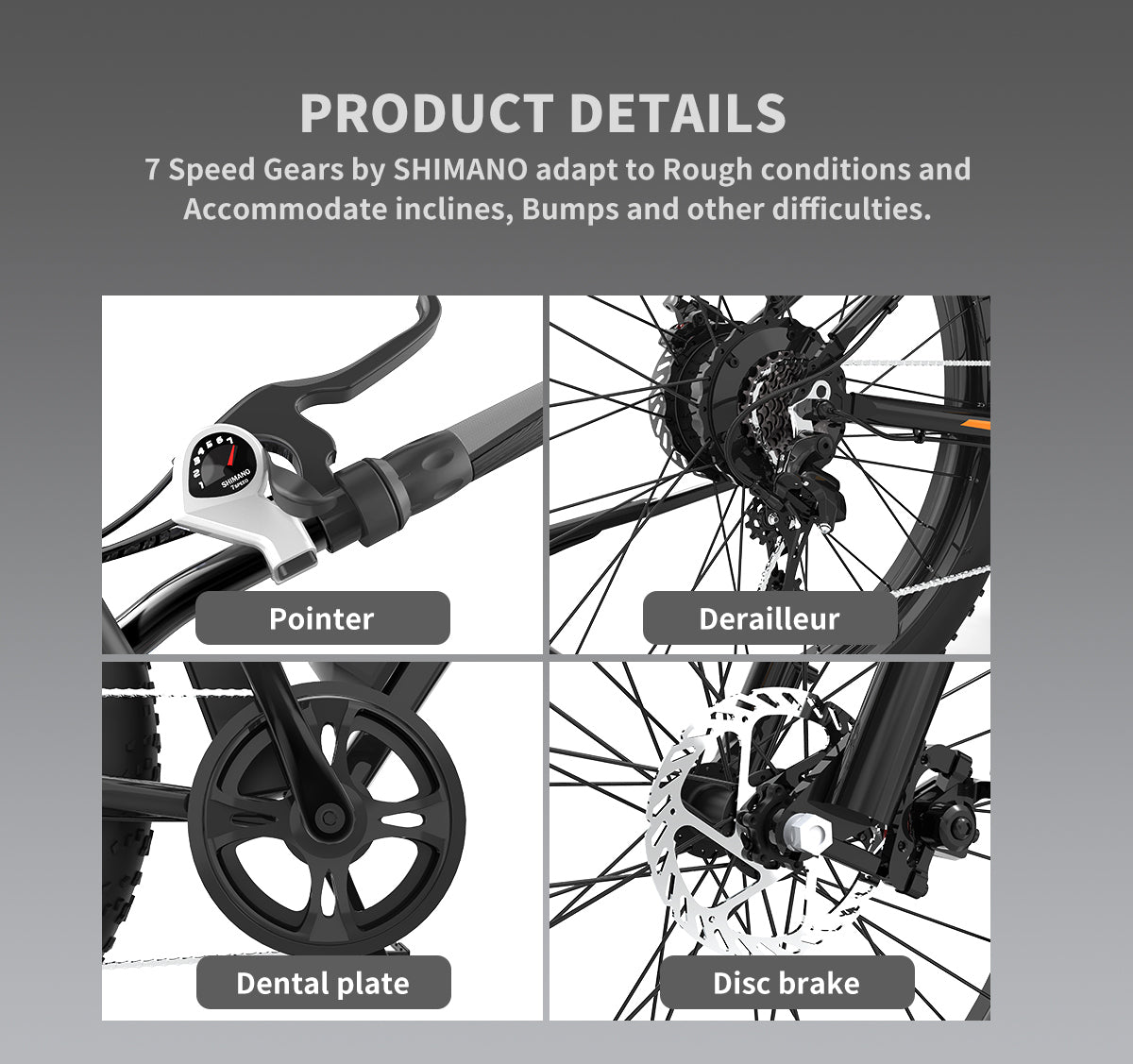 AOSTIRMOTOR 26" 500W Electric Bike Fat Tire P7 36V 12.5AH Removable Lithium Battery for Adults S07-P