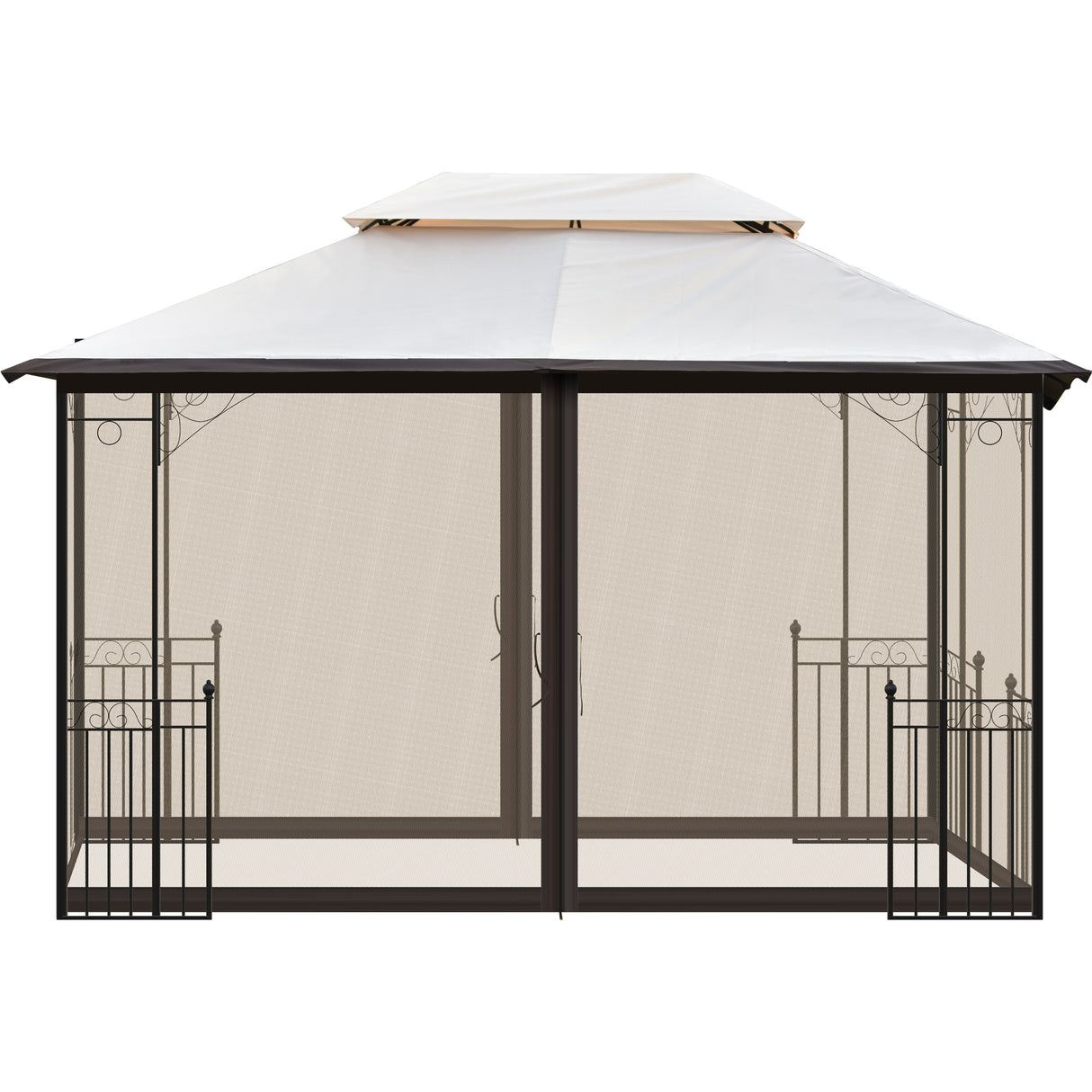 U_STYLE 13 Ft. W x 9.7 Ft. D Iron Patio Outdoor Gazebo, Double Roof Soft Canopy Garden Backyard Gazebo with Mosquito Netting Suitable for Lawn, Garden, Backyard and Deck