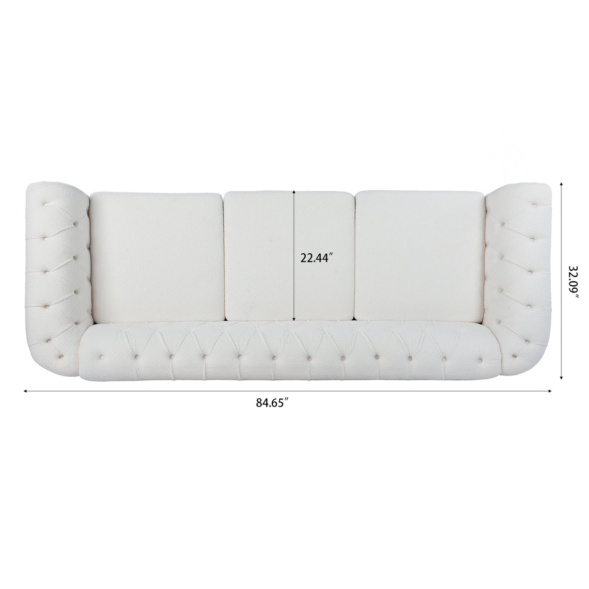 84.65" Rolled Arm Chesterfield 3 Seater Sofa | Home Elegance USA