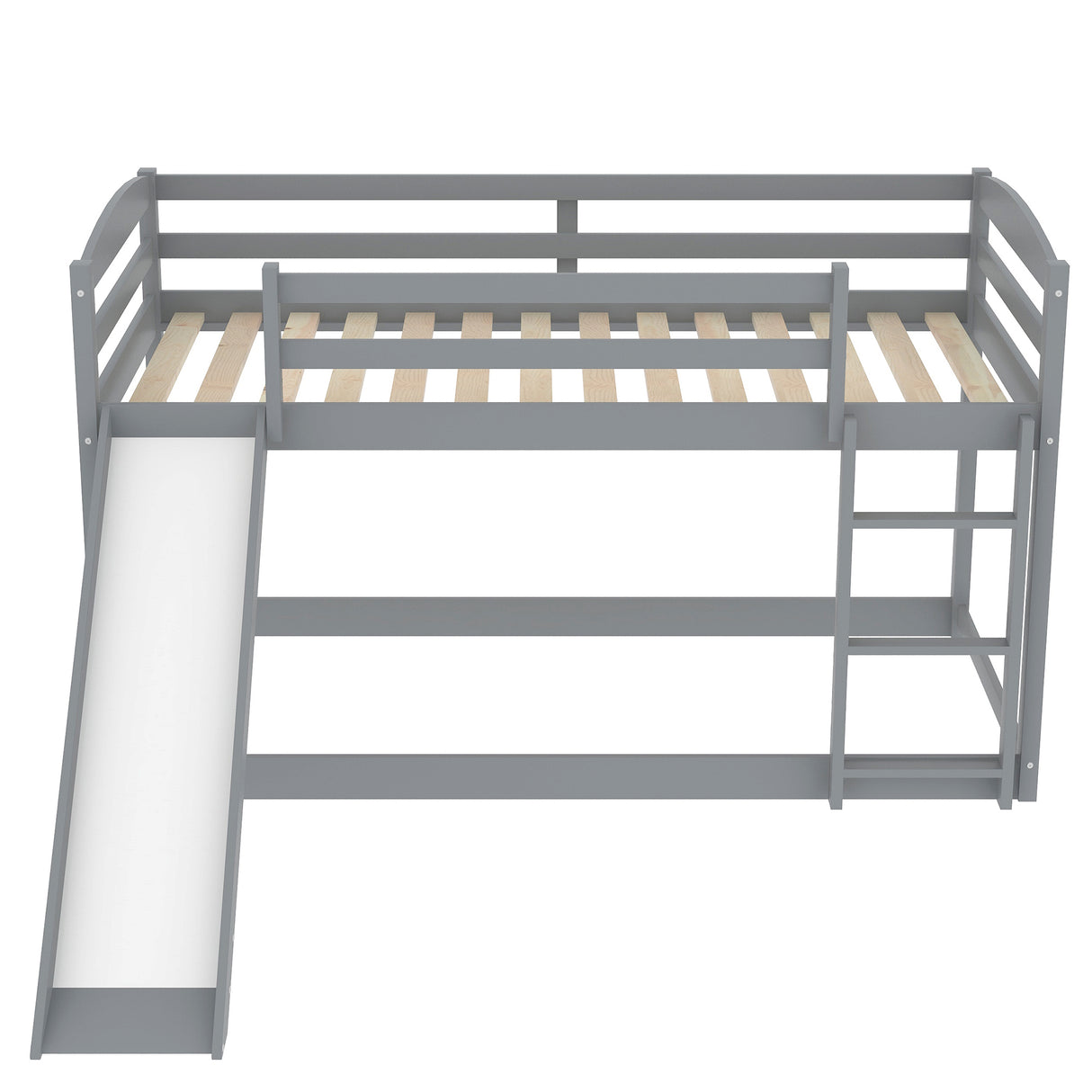 Twin over Twin Bunk Bed with Convertible Slide and Ladder , Gray(Old SKU:WF281725AAE) - Home Elegance USA