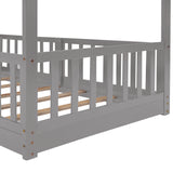 Twin Over Twin Bunk Bed with Slide and Ladder, Gray（Old SKU:LP000009AAE） - Home Elegance USA