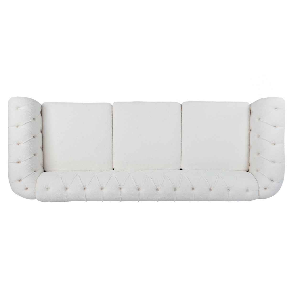 84.65" Rolled Arm Chesterfield 3 Seater Sofa - W68058494 - image - 9