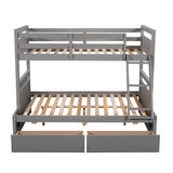 Twin over Full Bunk Bed with Storage - Gray(OLD SKU :LP000022AAE) - Home Elegance USA