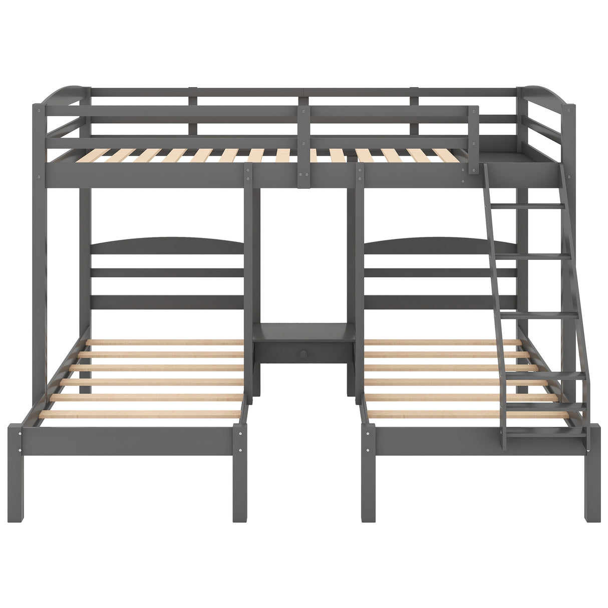 Full over Twin & Twin Bunk Bed,Triple Bunk Bed, Gray - Home Elegance USA