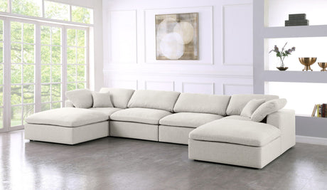 Serene - Cloud Modular Sectional 6 Piece - Cream - Fabric - Modern & Contemporary - Home Elegance USA