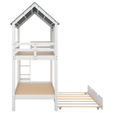 House Bunk Bed with Trundle,Roof and Windows,White(OLD SKU:GX000705AAK) - Home Elegance USA