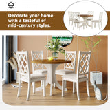 TOPMAX Mid-Century Solid Wood 5-Piece Round Dining Table Set, Kitchen Table Set with Upholstered Chairs for Small Places, Walnut Table+Beige Chair - Home Elegance USA