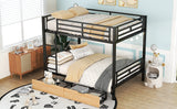 Metal Full Size Convertible Bunk Bed with 2 Drawers, Black(Expected Arrival Time: 9.18)