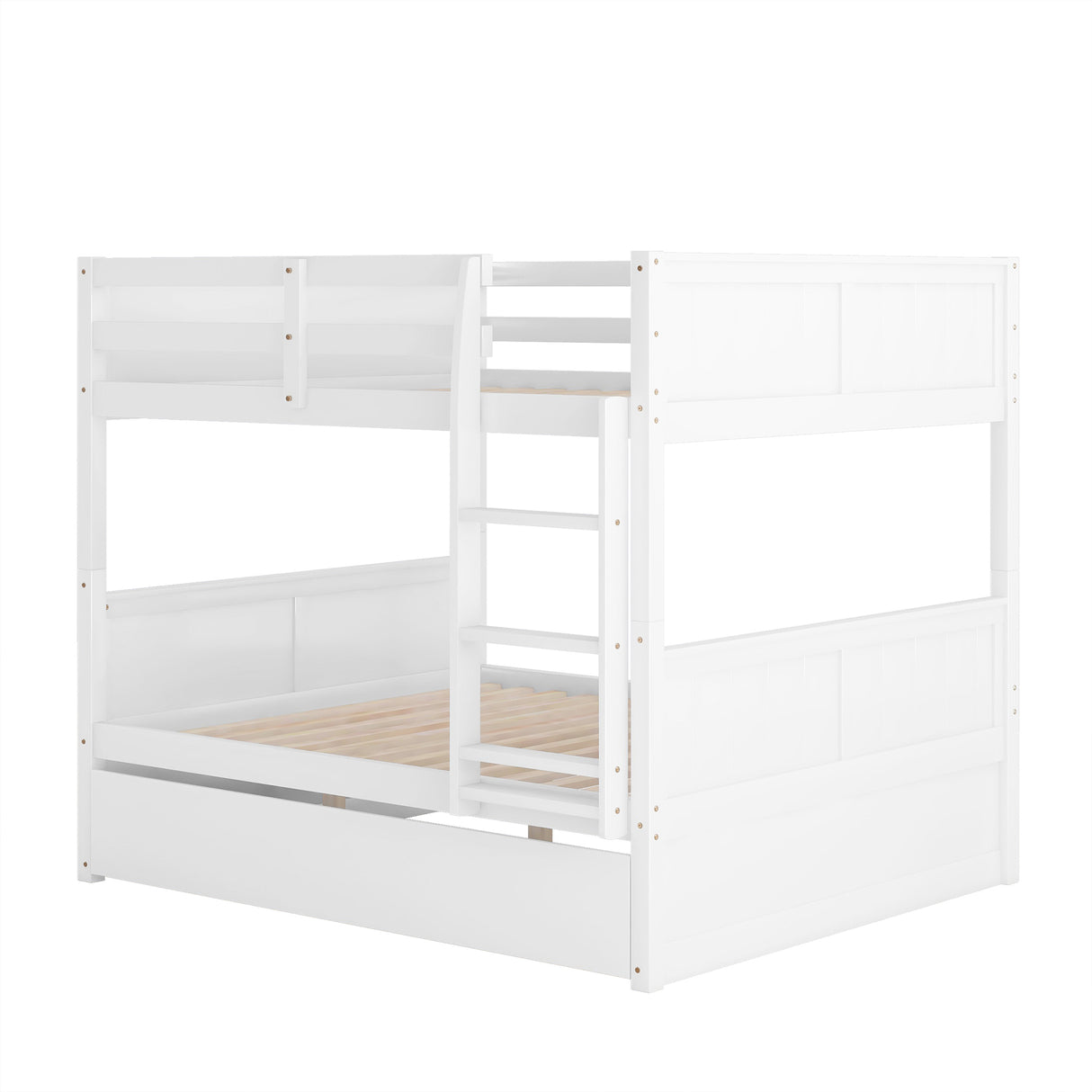 Full Over Full Bunk Bed with Twin Size Trundle, White ( old sku: LP000250AAK ) - Home Elegance USA