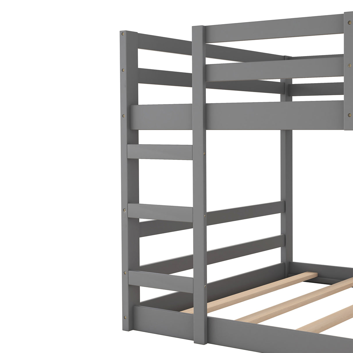 Full Over Full Bunk Bed with Ladder, Gray（OLD SKU：WF282788AAE） - Home Elegance USA