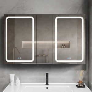 50x30 Inch LED Bathroom Medicine Cabinet Surface Mount Double Door Lighted Medicine Cabinet, Medicine Cabinets for Bathroom with Mirror Defogging, Dimmer Black - W995S00055 - image - 20