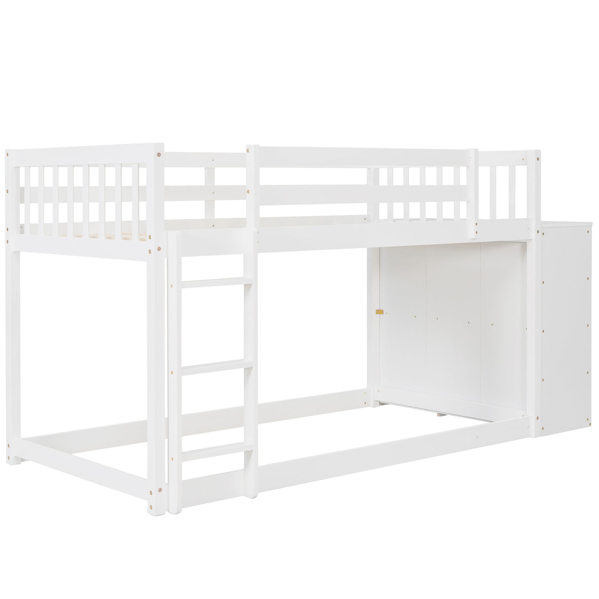 Twin over Twin Bunk Bed with 4 Drawers and 3 Shelves-White（OLD SKU: LP000067AAK） - Home Elegance USA