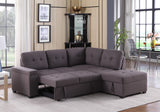 Katie Brown Linen Sleeper Sectional Sofa with Storage Ottoman, Storage Arm - Home Elegance USA