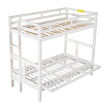 Twin over Full Bunk Bed,Down Bed can be Converted into Daybed,White(Box 2 of SM001309AAK, not sold separately) - Home Elegance USA