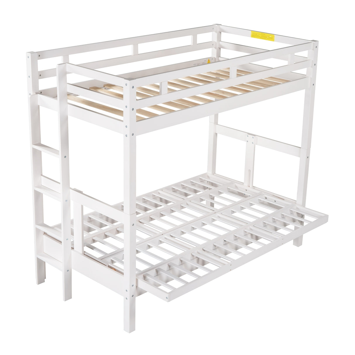 Twin over Full Bunk Bed,Down Bed can be Converted into Daybed,White - Home Elegance USA