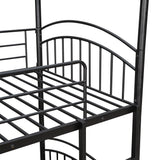 Twin Over Twin Metal Bunk Bed With Slide,Kids House Bed Black - Home Elegance USA