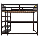 Full Size Loft Bed with Storage Shelves and Under-bed Desk, Espresso(OLD SKU:SM000246AAP-1) - Home Elegance USA