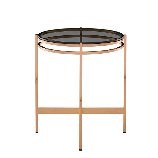 Modrest Bradford - Modern Smoked Glass & Rosegold Small End Table - Home Elegance USA