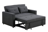 Zoey Dark Gray Linen Convertible Sleeper Loveseat with Side Pocket Home Elegance USA