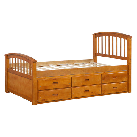 ORISFUR. Twin Size Platform Storage Bed Solid Wood Bed with 6 Drawers - Home Elegance USA