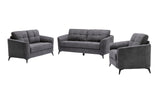 Callie Gray Velvet Fabric Sofa Loveseat Chair Living Room Set | Home Elegance USA