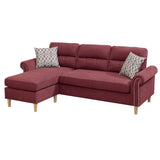 Velvet Reversible Sectional Sofa in Paprika Red - Home Elegance USA