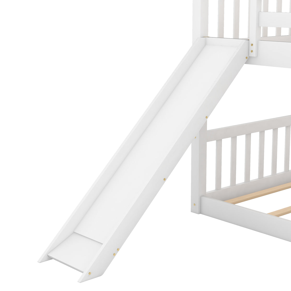 Twin over Twin Bunk Bed with Convertible Slide and Ladder, White - Home Elegance USA