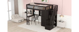 Twin size Loft Bed with Bookshelf,Drawers,Desk,and Wardrobe-Espresso - Home Elegance USA