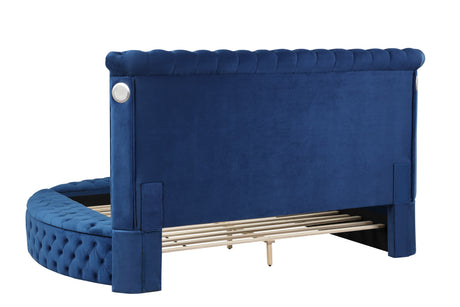 Hazel Queen Size Tufted Storage Bed made with Wood in Blue - Home Elegance USA