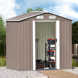 TOPMAX Patio 6ft x4ft Bike Shed Garden Shed, Metal Storage Shed with Lockable Door, Tool Cabinet with Vents and Foundation for Backyard, Lawn, Garden, Brown
