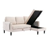 UNITED WE WIN Sectional Sofa Reversible Sectional Sleeper Sectional Sofa with Storage Chaise - Home Elegance USA