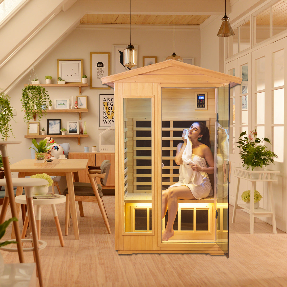 Two  Person Outdoor Basswood Far Infrared Sauna Room