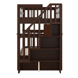 Stairway Twin-Over-Twin Bunk Bed with Storage and Guard Rail for Bedroom, Dorm, Espresso color(OLD SKU :LP000109AAP) - Home Elegance USA