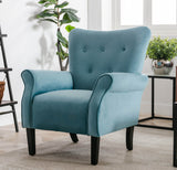 Stylish Living Room Furniture 1pc Accent Chair Blue Button-Tufted Back Rolled-Arms Black Legs Modern Design Furniture - Home Elegance USA