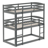 Twin over Twin over Twin Triple Bunk Bed,Gray - Home Elegance USA