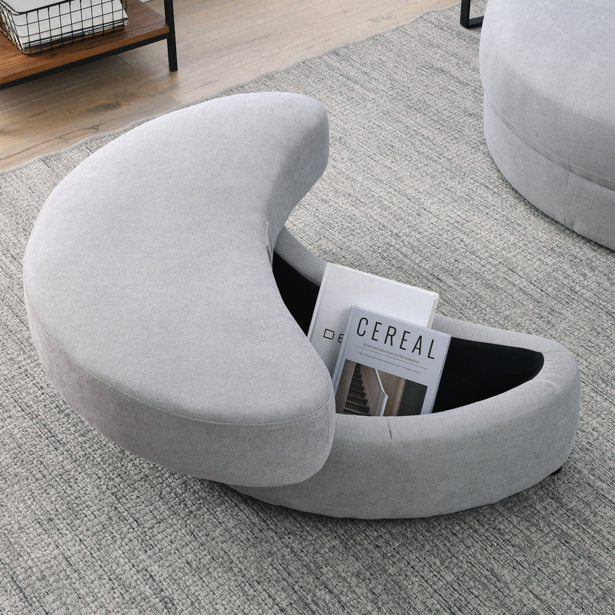 [Video] Welike Swivel Accent Barrel Modern Grey Sofa Lounge Club Big Round Chair with Storage Ottoman Linen Fabric for Living Room Hotel with Pillows .2PCS Home Elegance USA