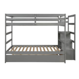 Full over Full Bunk Bed with Twin Size Trundle (Gray)(OLD SKU :LP000033AAE) - Home Elegance USA