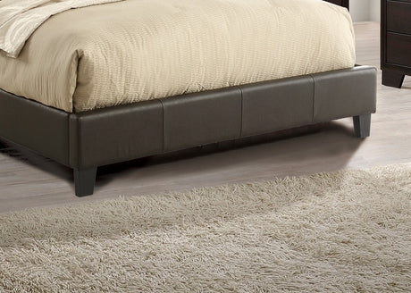 Queen Size Bed 1pc  Bed Set Brown Faux Leather Upholstered Two-Panel Bed Frame Headboard Bedroom Furniture - Home Elegance USA