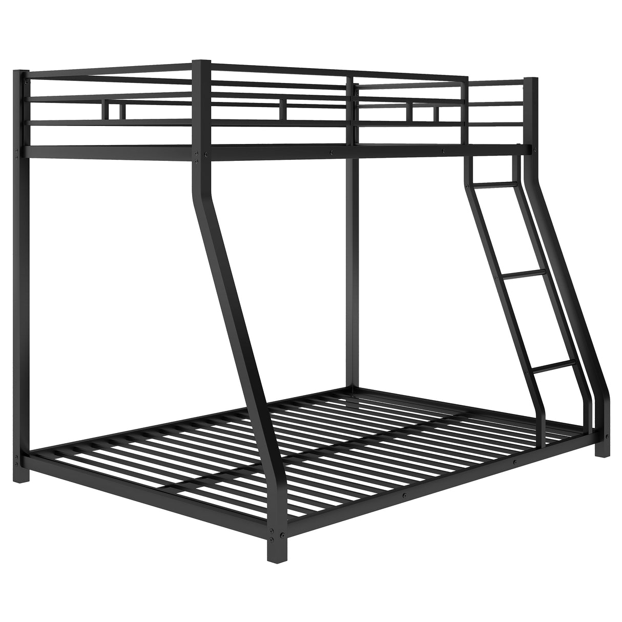 Metal Floor Bunk Bed, Twin over Full,Black(OLD SKU:MF193244AAB) - Home Elegance USA