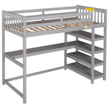 Twin Size Loft Bed with Storage Shelves and Under-bed Desk, Gray(OLD SKU:SM000245AAE-1) - Home Elegance USA