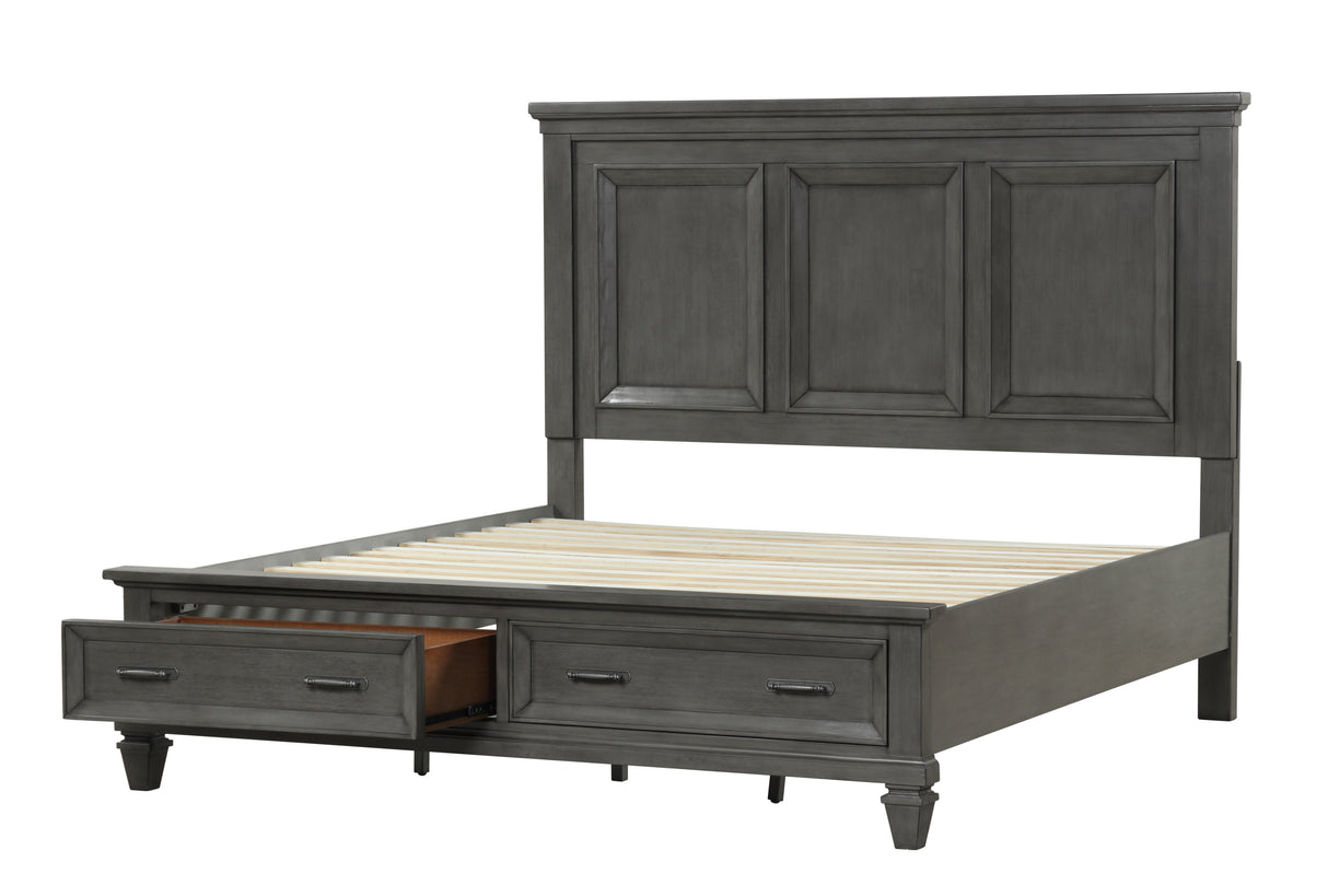 Hamilton King Size Storage Bedroom Set in Gray made with Engineered Wood - Home Elegance USA