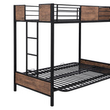 Twin-Over-Futon Bunk Bed, Metal Futon Bunk Bed Frame with Guardrails and Ladder(Black)(OLD SKU:LP000096AAB) - Home Elegance USA