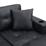 Sectional Sofa Set for Living Room with L Shape  Chaise Lounge ,cup holder and  Left or Right Hand Chaise  Modern 4 Seat (BLACK) - Home Elegance USA