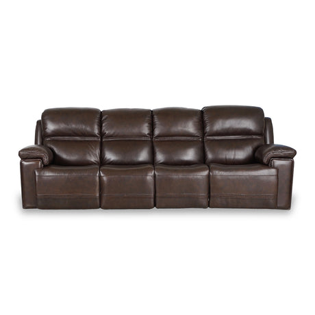 Timo Top Grain Leather Power Reclining Sofa | Adjustable Headrest | Big Size | Cross Stitching - Home Elegance USA
